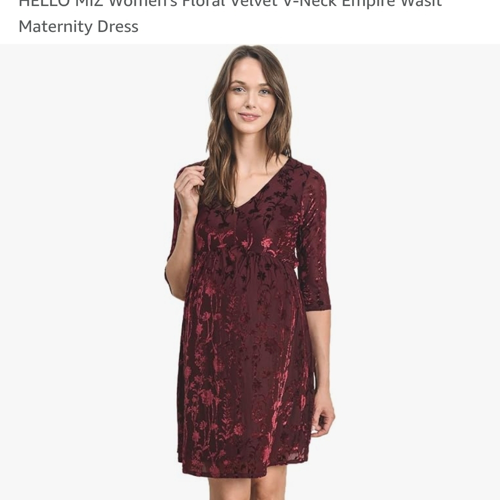 HELLO MIZ Women's Floral Velvet Maternity Dress - Red